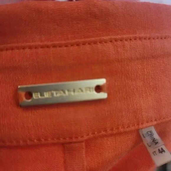 Elie Tahari Women's Dark Coral Linen/Viscose/Spandex Sheath Dress - Picture 4 of 10